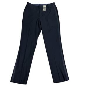 Alfani Mens Slim Fit Stretch Striped Tuxedo Dress Pants Navy Blue 33x32